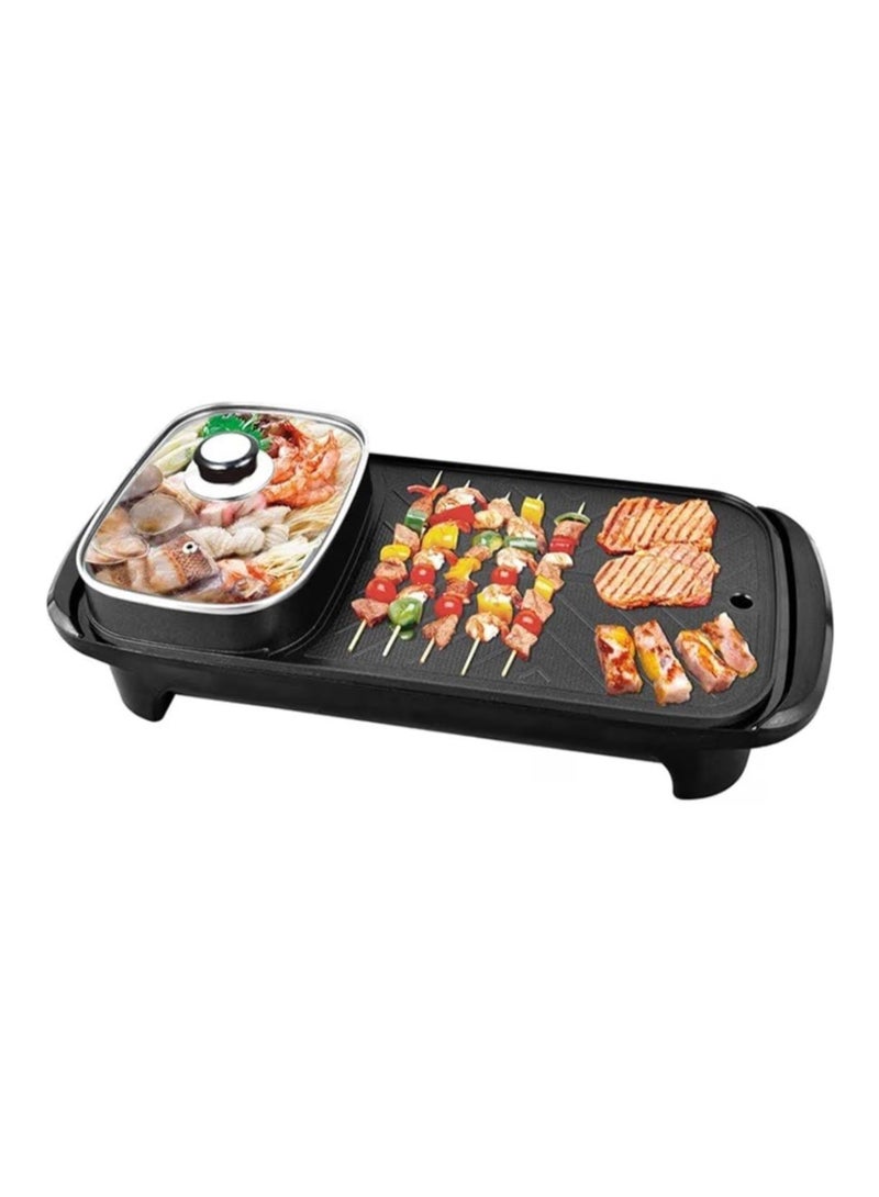 شواية كهربائية وقدر ساخن 2 في 1، بدون دخان، غير لاصق، قدر ساخن شابو شابو وشواية كهربائية للمنزل والحفلات والتجمعات العائلية - Image 1